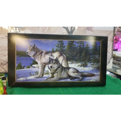 Нарды деревянные средние "Пара волков" 50*25