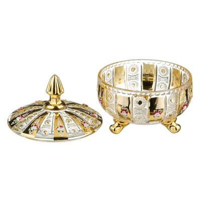конфетница с крышкой "lefard gold glass" диаметр=17 см. высота=21 см.
