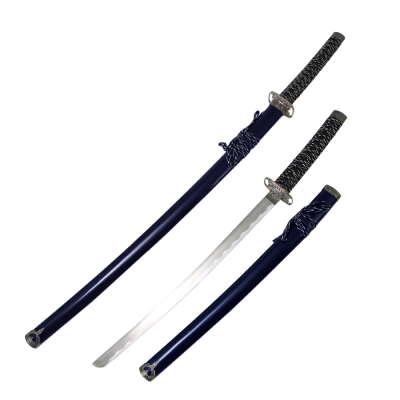 Набор самурайских мечей, 2 шт. Ножны синие, гарда серебристая